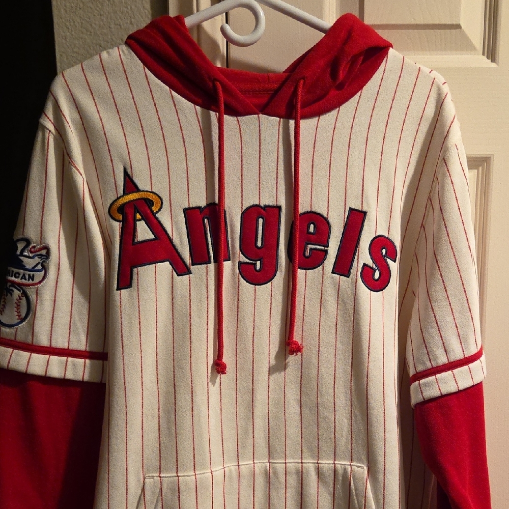 Angels MLB 47 Brand Red and White Hoodie Medium M